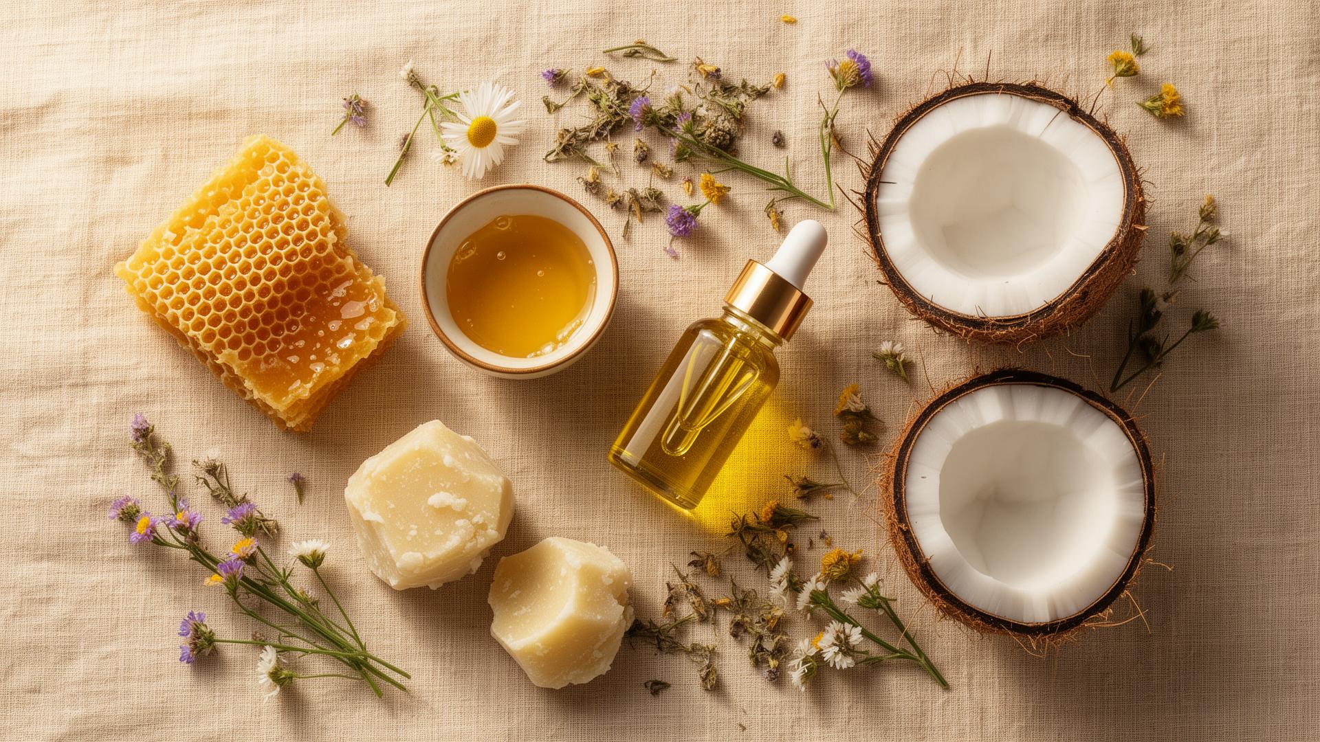 Cera de abeja, miel, aceite de oliva, coco y manteca de karité